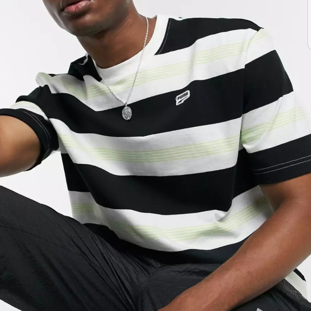 Puma Downtown Stripe Black & White Shirt - Picture 2 of 7